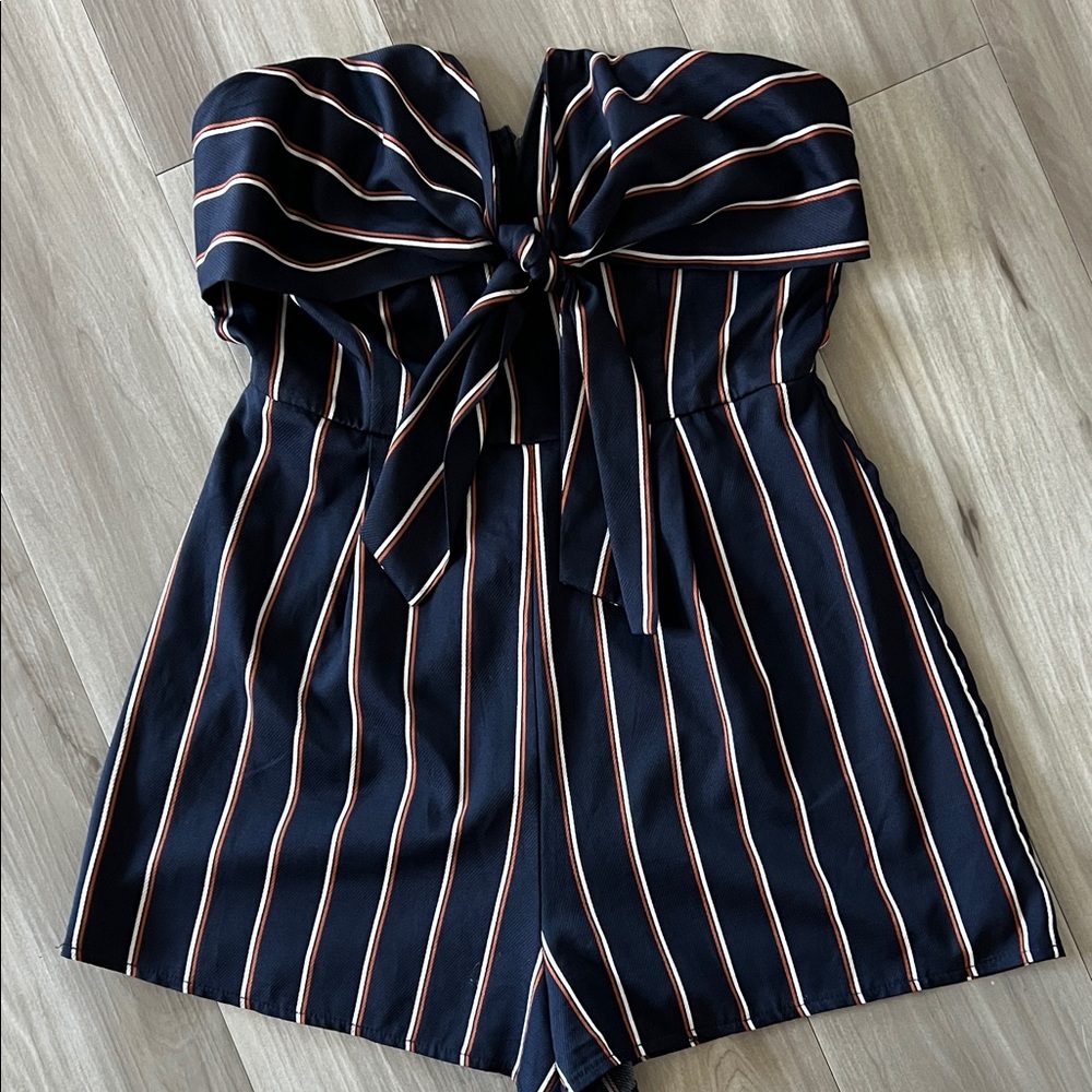 Striped Strapless Romper